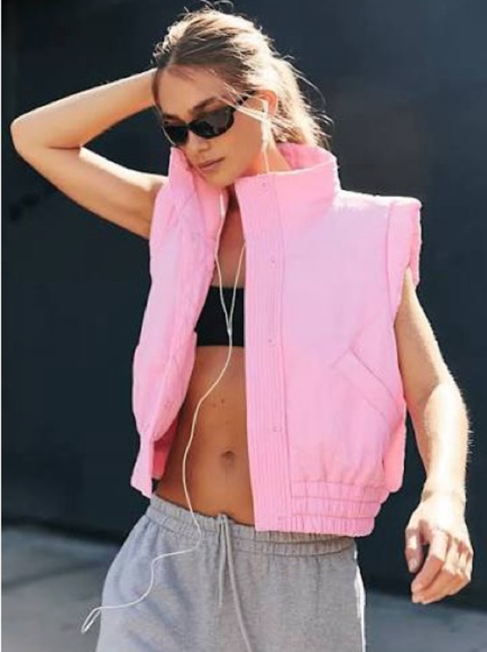 FP Movement by Free People Light Pink Cropped Puffer Vest